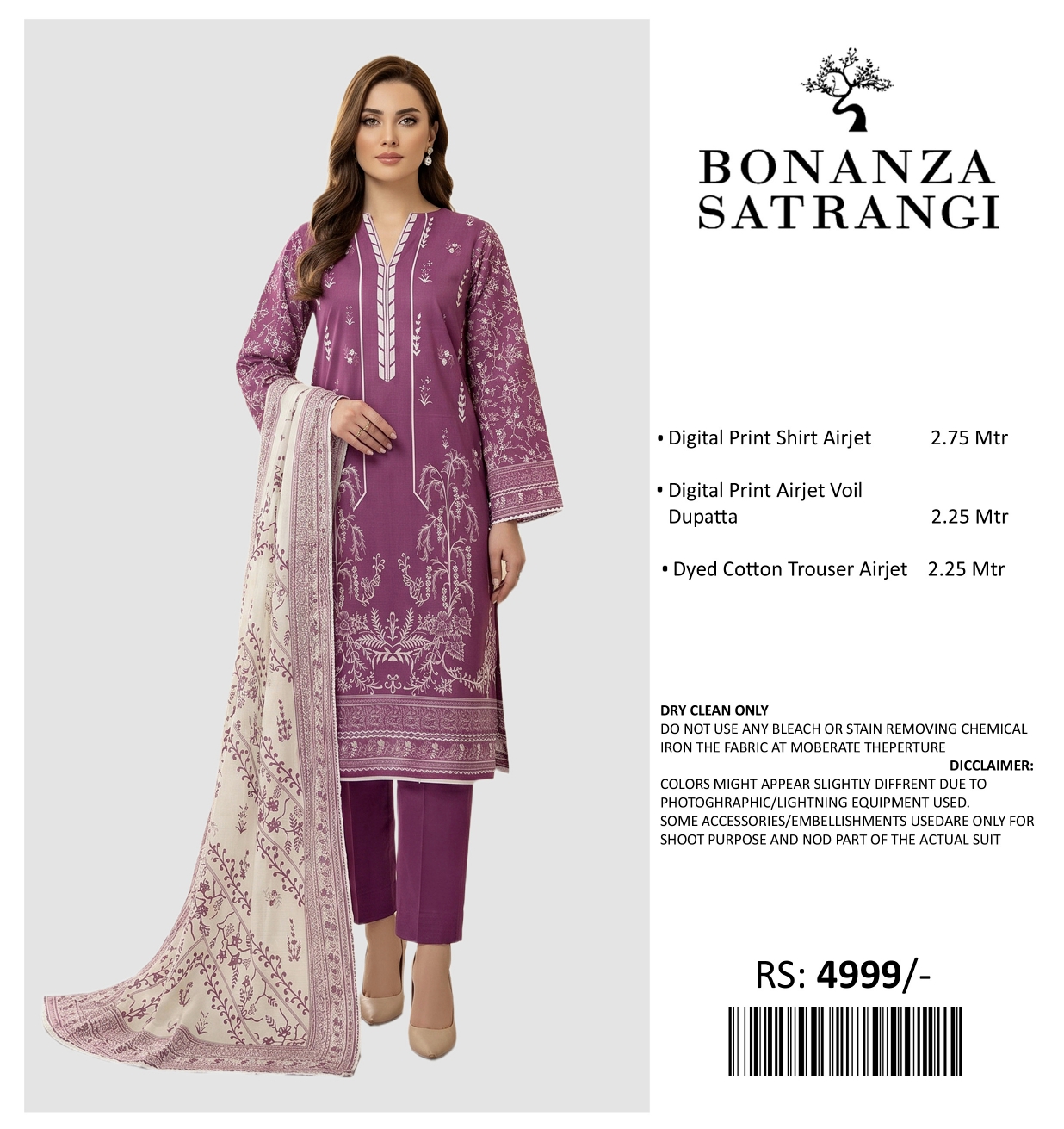 BONANZA SATRANGI PRINTED LAWN UNSTITCHED 3PIECE