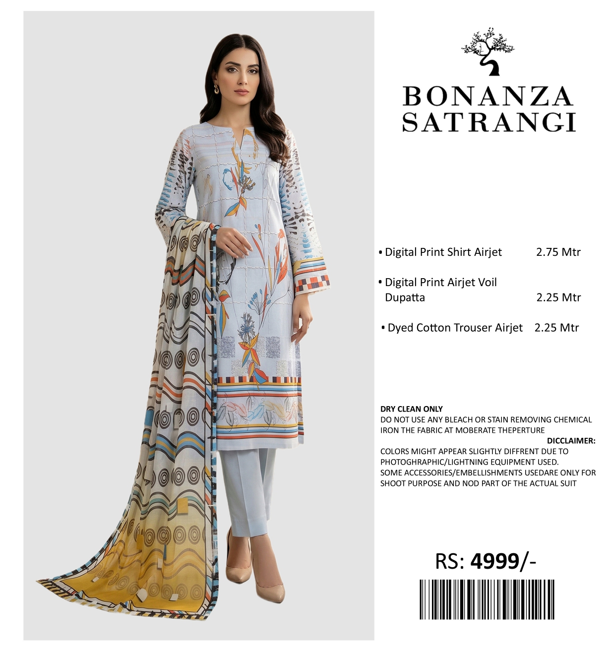 BONANZA SATRANGI PRINTED LAWN UNSTITCHED 3PIECE