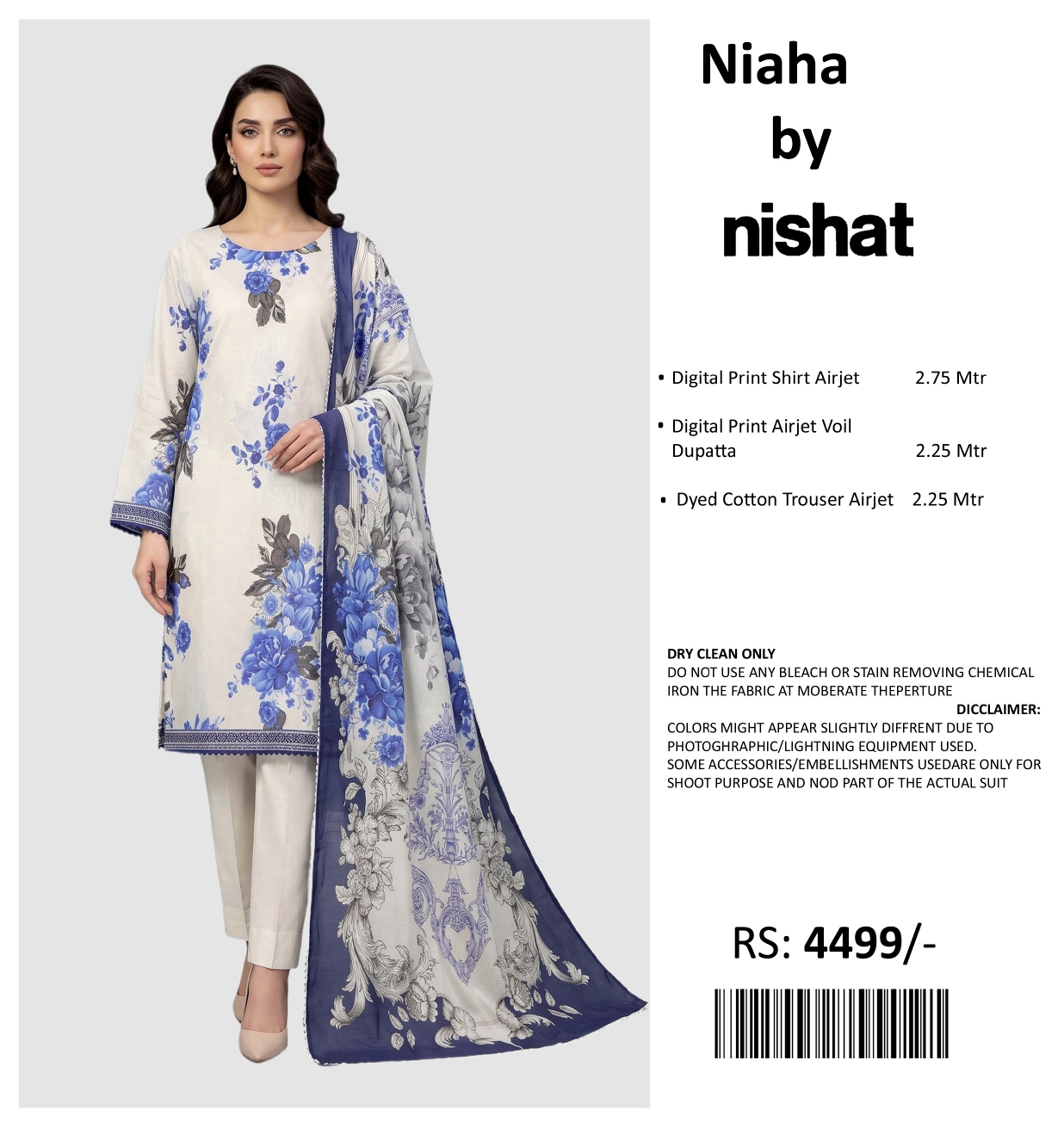 NISHAT PRINTED LAWN UNSTITCHED 3PIECE