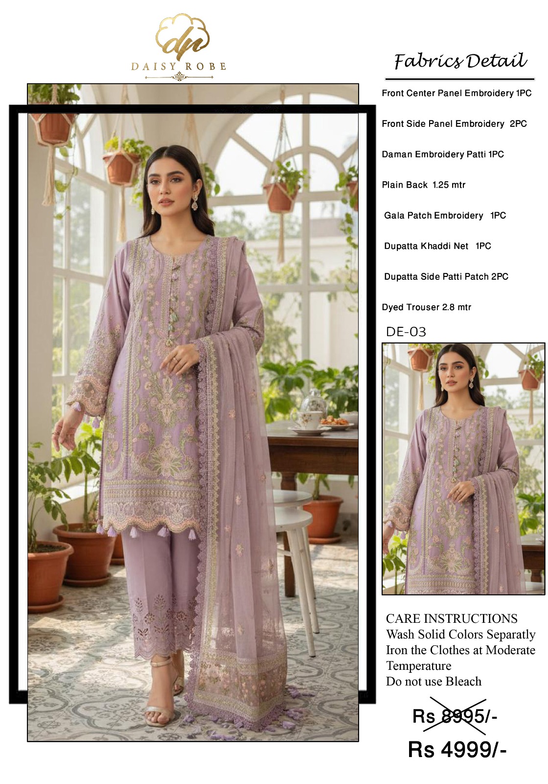 DAISY ROBE EMBROIDRED UNSTITCHED 3PIECE